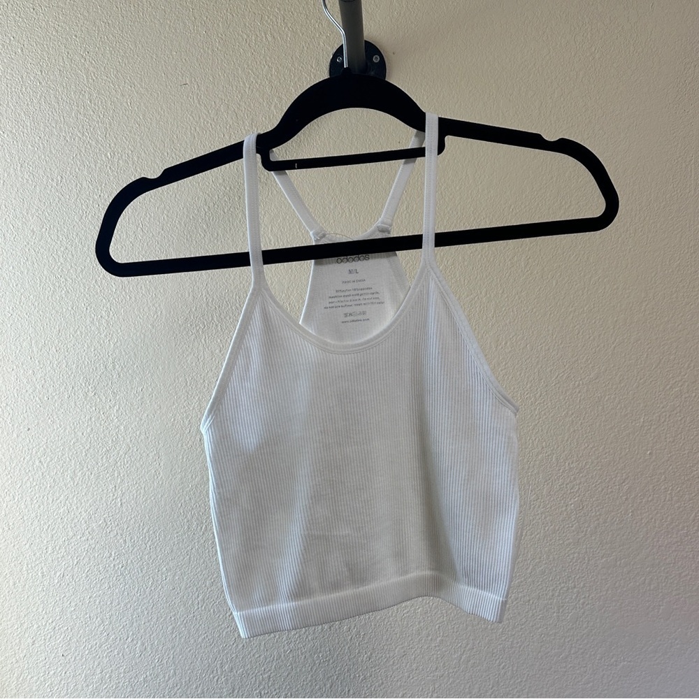 Ododos White Ribbed Tank Top